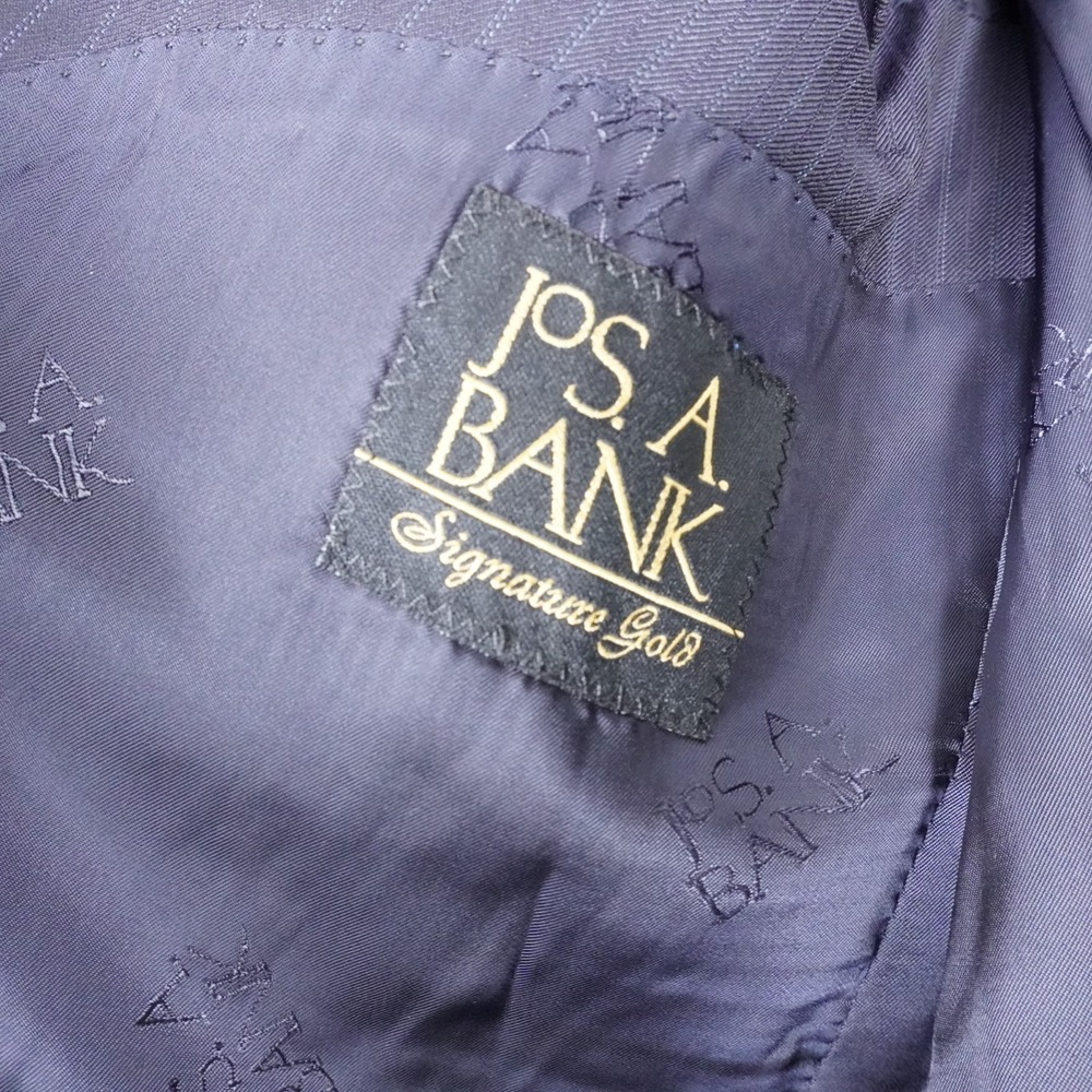 Jos A. Bank Blazer Mens 46L Blue Pinstriped Gold 100% Wool CentoCinquanta 150 - Picture 10 of 11